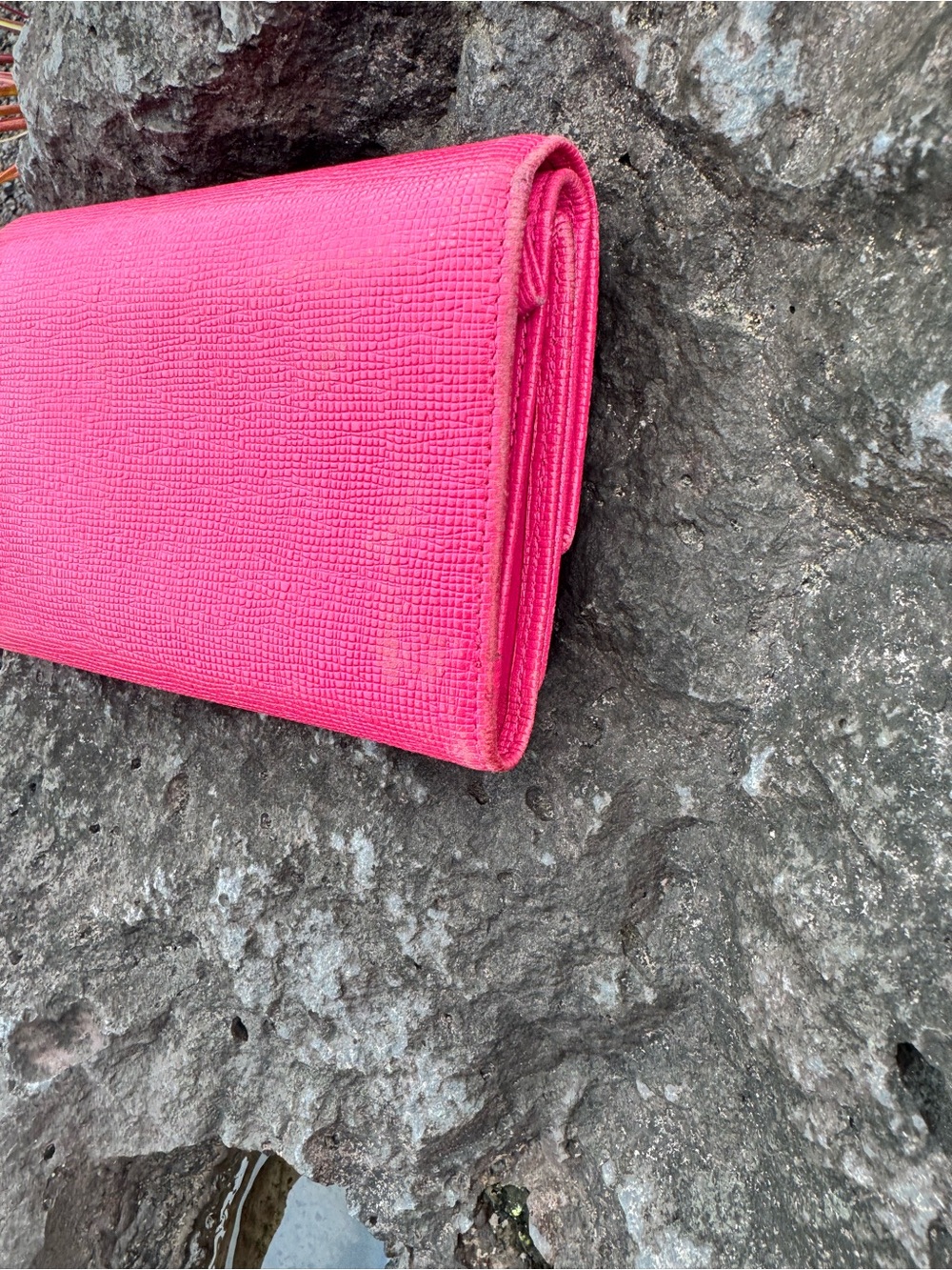 MCM Hot Pink Leather Trifold Wallet Charm Detail with COA - Picture 8 of 16